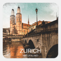 Hermosa vista de la ciudad de Zurich Suiza vintage