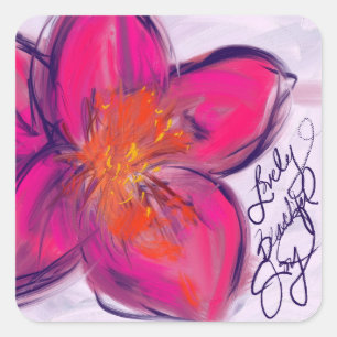 Pegatina Cuadrada Hermosas, Bellas, Alegres Flores Brillantes Sticke