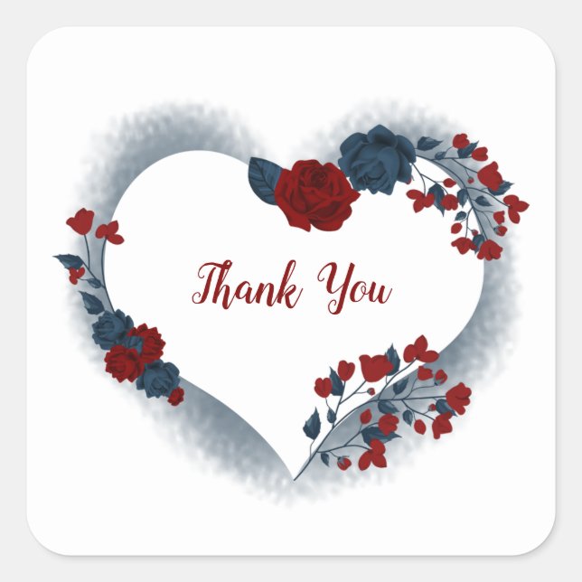 Pegatina Cuadrada Hermosas flores rojas y navales (Anverso)