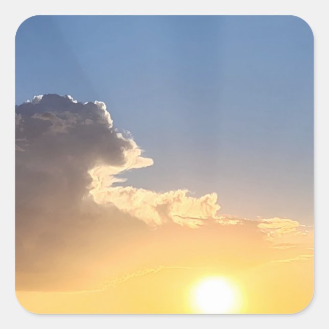 Pegatina Cuadrada Hermoso amanecer (Anverso)