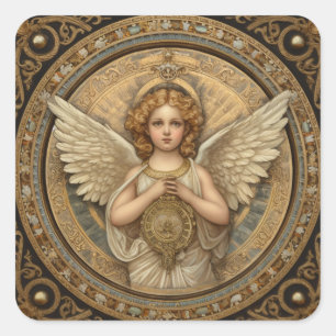 Pegatina Cuadrada Hermoso Ángel Cherub