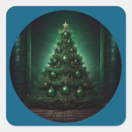 Pegatina Cuadrada Hermoso árbol de Navidad de estilo barroco