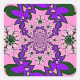Pegatina Cuadrada Hermoso arte de motivo de sombra púrpura floral ro