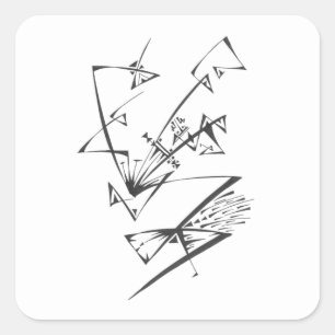 Pegatina Cuadrada Hermoso Arte de Tatuaje Tribal Abstracto Blanco Ne