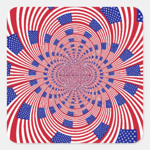 Pegatina Cuadrada Hermoso Asombroso Bandera de Estados Unidos Caleid