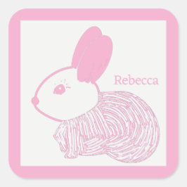 Pegatina Cuadrada Hermoso bebé lindo en Rebecca rosa