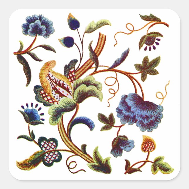 Pegatina Cuadrada Hermoso bordado isabelino jacobeo (Anverso)