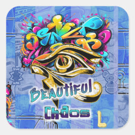 Pegatina Cuadrada Hermoso caos, 3x3 en