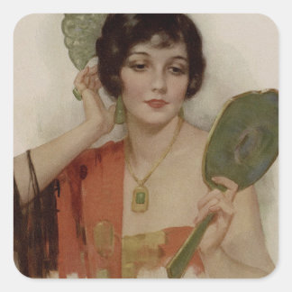 Pegatina Cuadrada Hermoso Chica de Flapper de los años 20