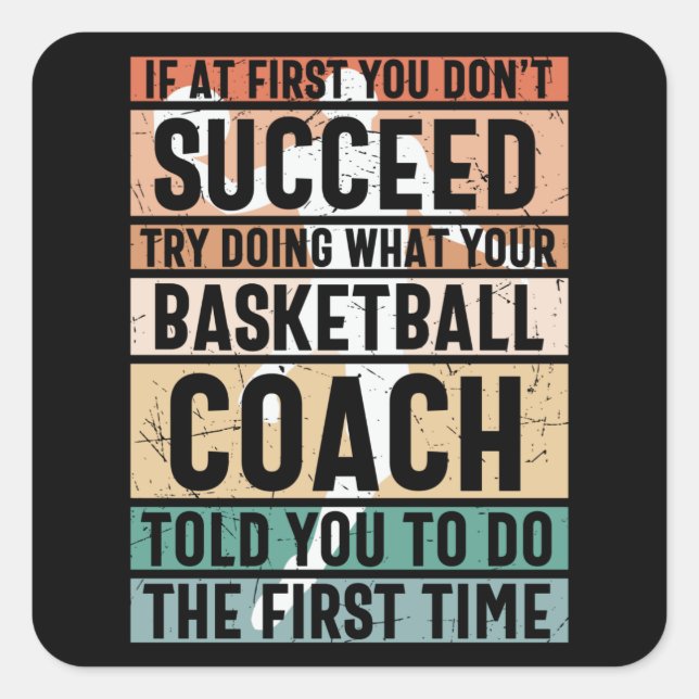 Pegatina Cuadrada Hermoso diseño de baloncesto (Anverso)