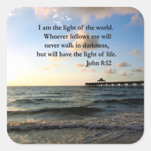 PEGATINA CUADRADA HERMOSO DISEÑO DE FOTOS JOHN 8:12