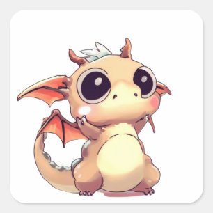 Pegatina Cuadrada Hermoso dragón, hermosos ojos