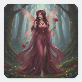 Pegatina Cuadrada Hermoso Fairy de Garnet en Enero