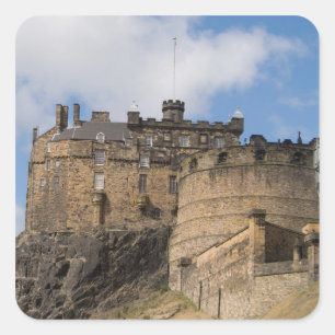 Pegatina Cuadrada Hermoso famoso gigante Castillo de Edimburgo en