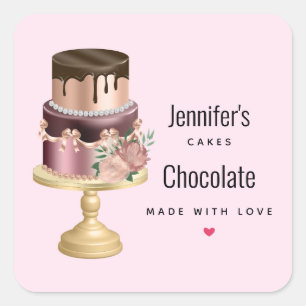 Pegatina Cuadrada Hermoso Glam Fiesta Cake Business