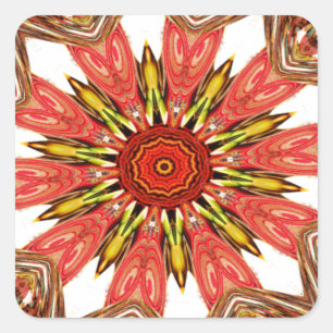 Pegatina Cuadrada Hermoso Lovely Patrón de edafía tradicional asiáti