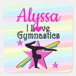 PEGATINA CUADRADA HERMOSO ME ENCANTA EL DISEÑO DE GIMNASTICAS