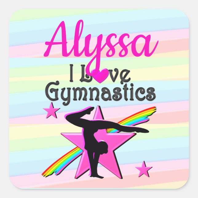 PEGATINA CUADRADA HERMOSO ME ENCANTA EL DISEÑO DE GIMNASTICAS (Anverso)