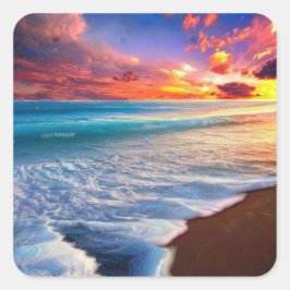 Pegatina Cuadrada Hermoso océano