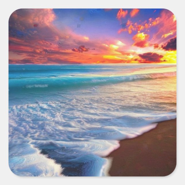 Pegatina Cuadrada Hermoso océano (Anverso)