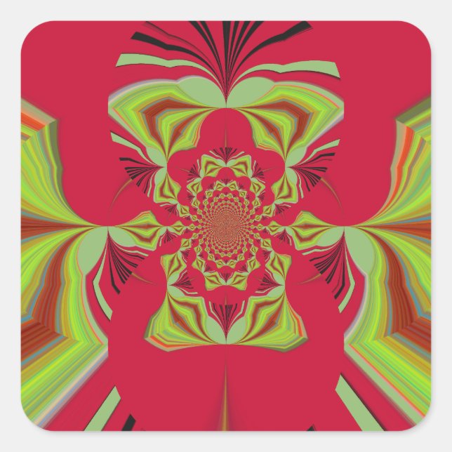 Pegatina Cuadrada Hermoso patrón de motivos amarillo rojo africano a (Anverso)