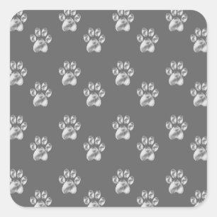 Pegatina Cuadrada Hermoso patrón de patas trendy en gris oscuro