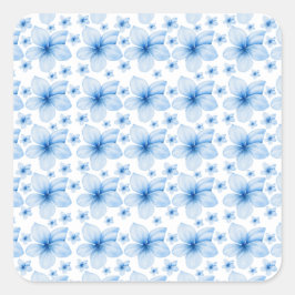 Pegatina Cuadrada Hermoso patrón sin foco de flor azul