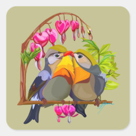 Pegatina Cuadrada Hermoso Pekin Robin Bird Pair