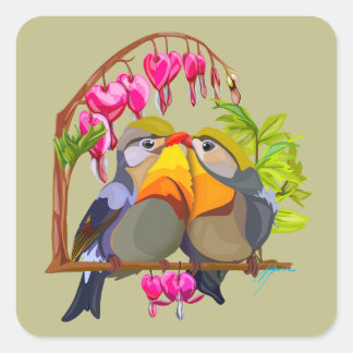 Pegatina Cuadrada Hermoso Pekin Robin Bird Pair