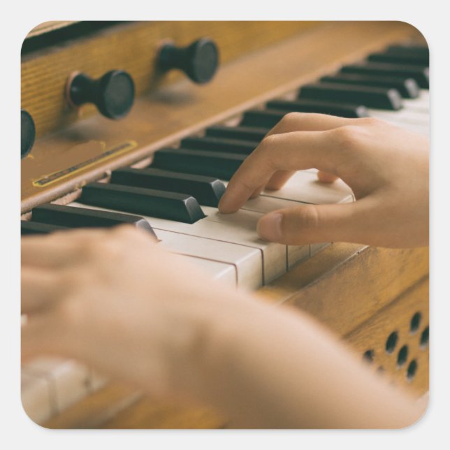 Pegatina Cuadrada Hermoso piano (Anverso)