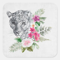 Hermoso retrato de cabeza de leopardo en acuarela