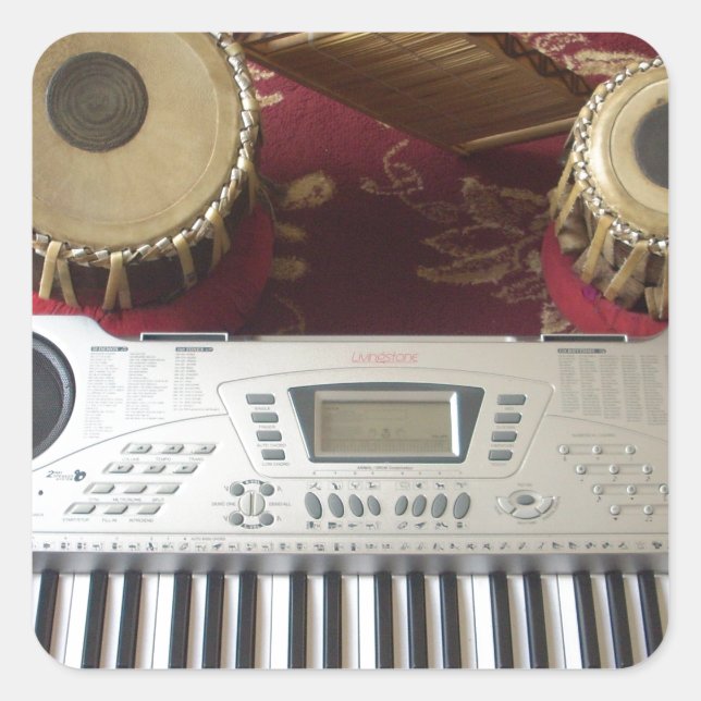 Pegatina Cuadrada Hermoso rincón creativo: Tapiz musical (Anverso)