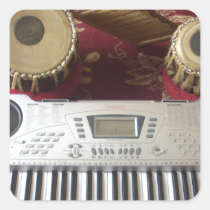 Pegatina Cuadrada Hermoso rincón creativo: Tapiz musical