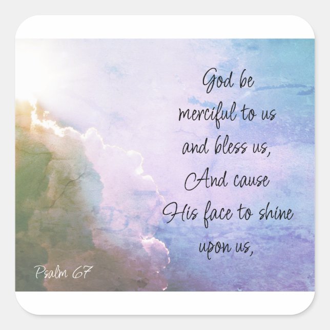 Pegatina Cuadrada Hermoso Salmo 67 Bendición Sobre Nosotros (Anverso)