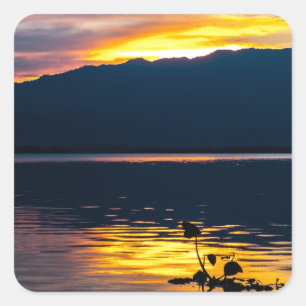 Pegatina Cuadrada Hermoso Sunset Escenario Paisaje Fotográfico Arte