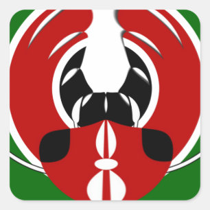 Pegatina Cuadrada Hermoso tapiz keniano: mariposa de bandera keniana