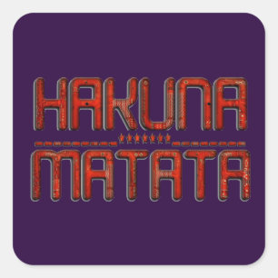 Pegatina Cuadrada Hermoso Texto Asombroso con relieve Rojo Hakuna Ma