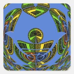 Pegatina Cuadrada Hermoso vector étnico tradicional africano azul