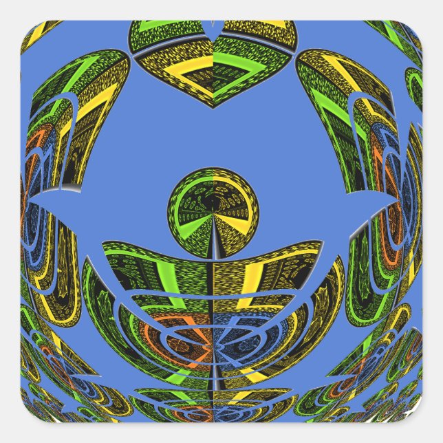 Pegatina Cuadrada Hermoso vector étnico tradicional africano azul (Anverso)