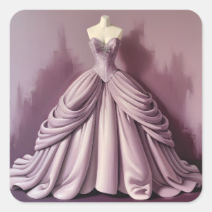 Pegatina Cuadrada Hermoso vestido malva