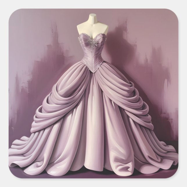 Pegatina Cuadrada Hermoso vestido malva (Anverso)