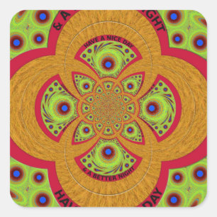 Pegatina Cuadrada Hermoso y asombroso diseño de patrón de mandala af