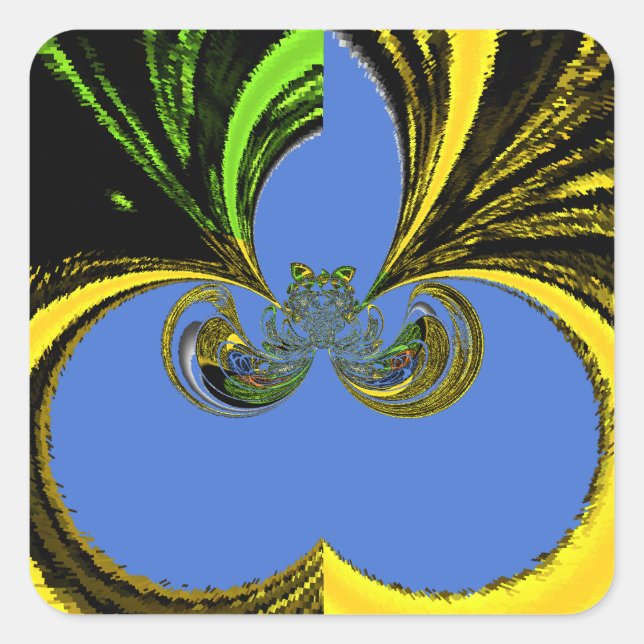 Pegatina Cuadrada Hermoso y encantador arte amarillo y azul sudafric (Anverso)