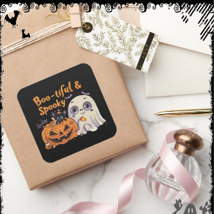 Pegatina Cuadrada Hermoso y espeluznante ExDiseñador Halloween