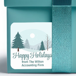 Pegatina Cuadrada Hermosos árboles de Navidad Fiesta de Invierno