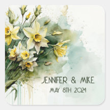 Hermosos daffodis de agua amarilla