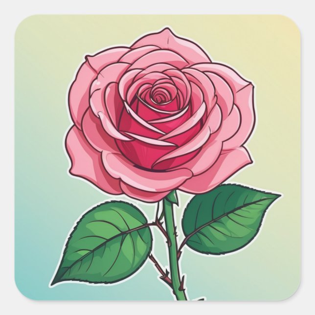 Pegatina Cuadrada Hermosos diseños botánicos, flores y plantas (Anverso)