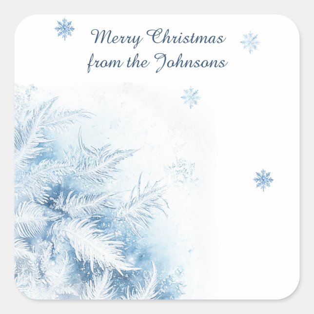 Pegatina Cuadrada Hermosos Navidades de escarcha de invierno (Anverso)