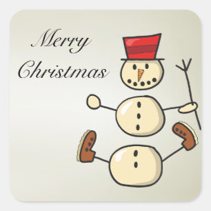 Pegatina Cuadrada Hermosos Navidades encantadores Snowman
