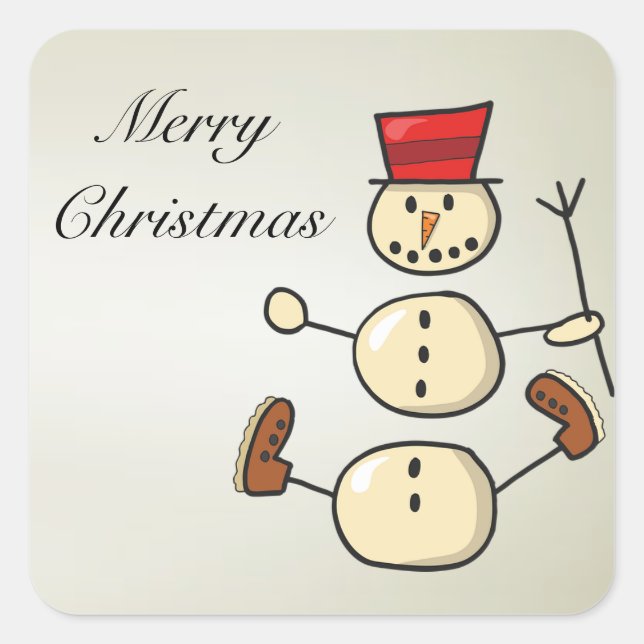 Pegatina Cuadrada Hermosos Navidades encantadores Snowman (Anverso)